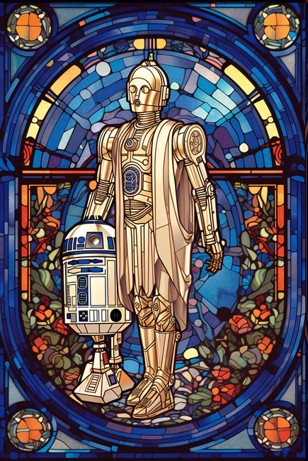 Miss C3P0 & R2 stained glass