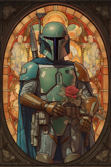 Boba Fett stained glass